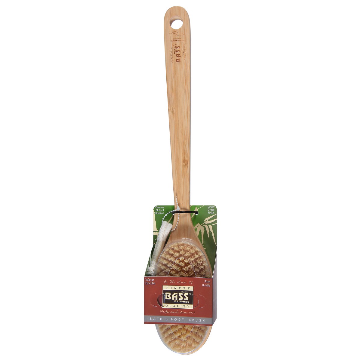 slide 1 of 9, Bass Brushes Deluxe Long Handle Firm Body Shower Scrub, 100% Wild Boar Bristles, 1 ct