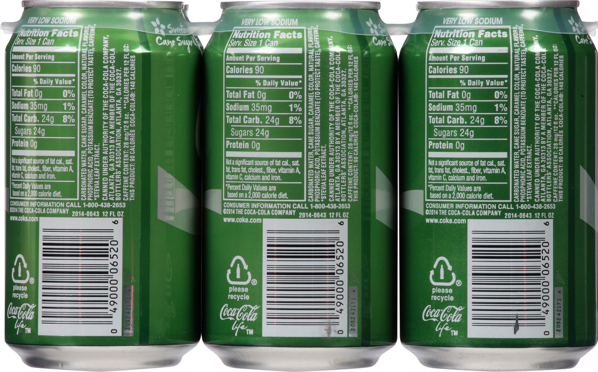 slide 4 of 6, Coca-Cola Life Reduced Calorie Cola - 12 oz, 12 oz