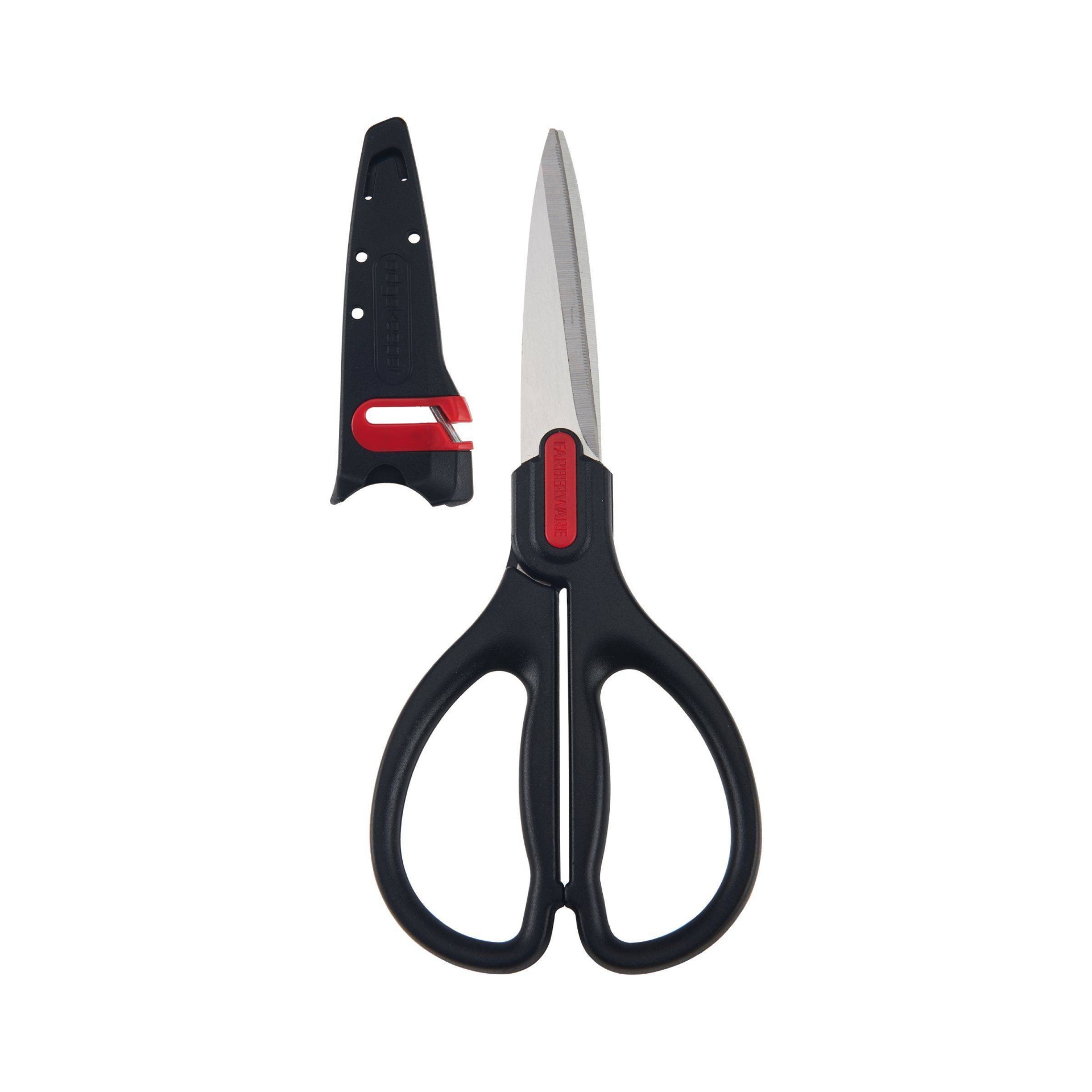 slide 1 of 4, Farberware All-Purpose Kitchen Shears With Edgekeeper - Black/Red, 1 ct