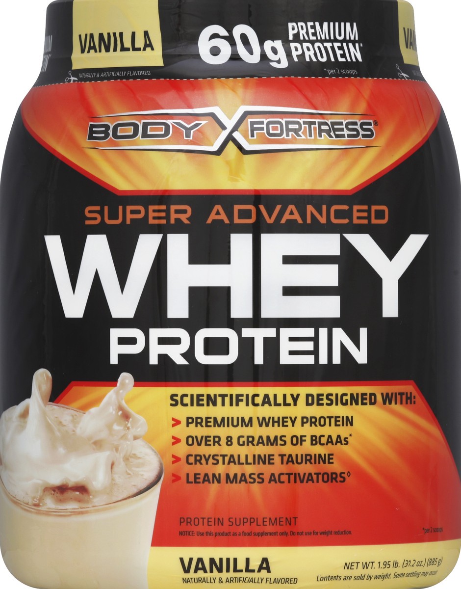 slide 2 of 3, Body Fortress Super Advanced Whey Protein Powder, Vanilla, 2 lb