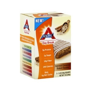 slide 1 of 1, Atkins Day Break Oatmeal Cinnamon Baked Squares, 5 ct; 1.4 oz; 40 gram