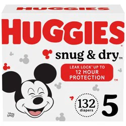 Huggies Snug & Dry Baby Diapers, Size 5, 132 Ct