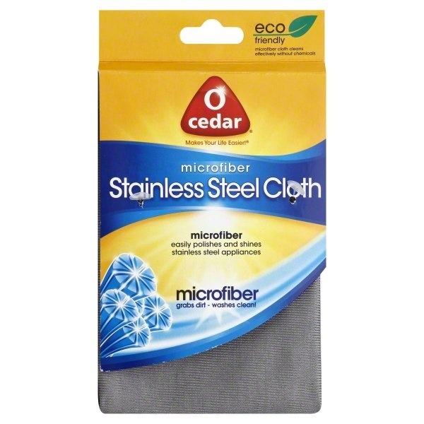 slide 1 of 1, O-Cedar Microfiber Stainless Steel Cloth, 1 ct