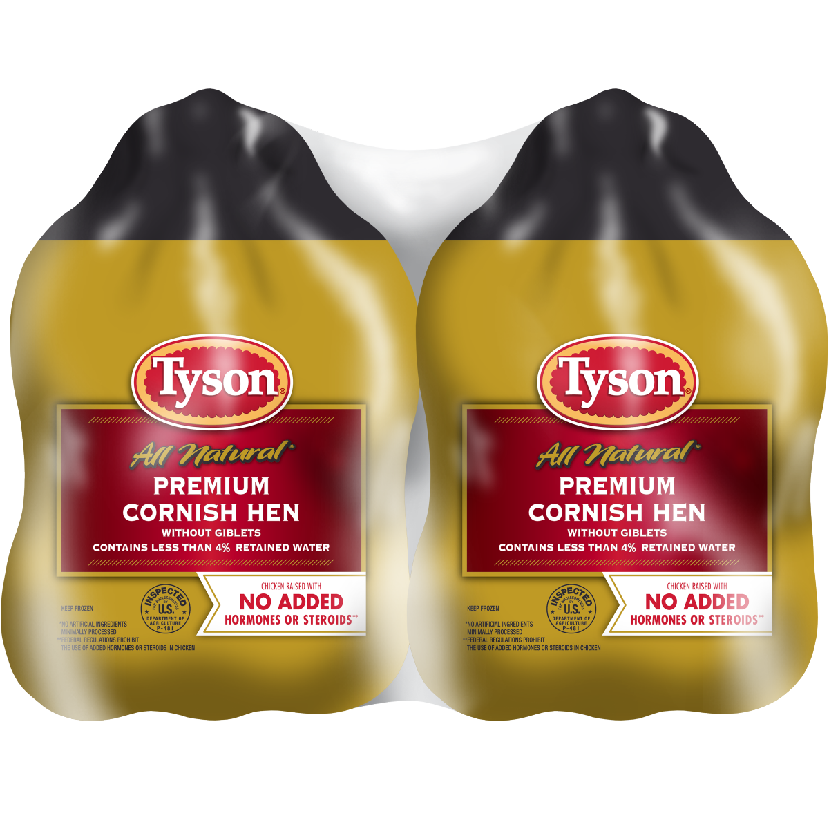 slide 1 of 5, Tyson All Natural* Premium Cornish Hen (Twin Pack), 44 oz. (Frozen), 44 oz