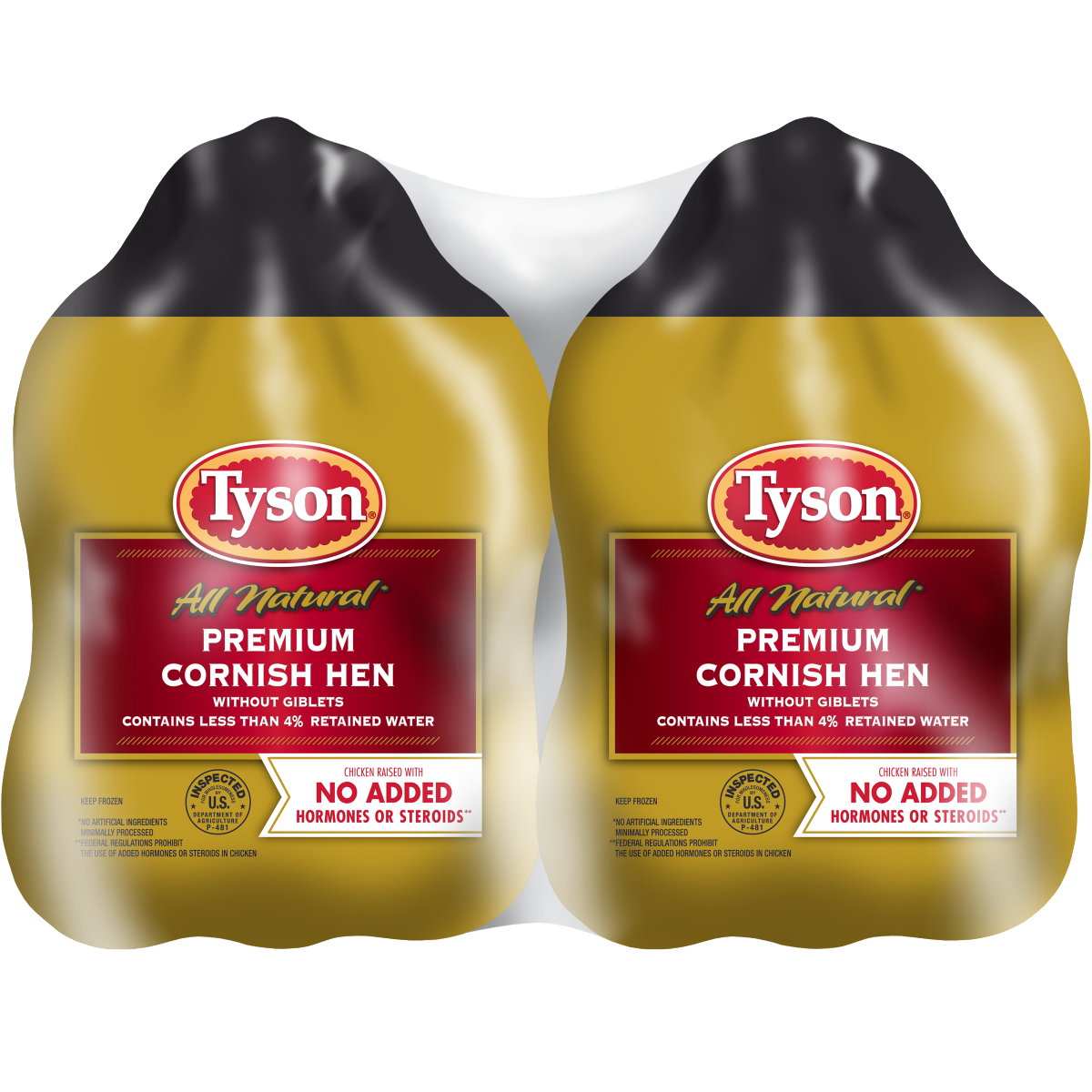 slide 1 of 1, Tyson® All Natural* Premium Cornish Hen (Twin Pack), 44 oz. (Frozen), 44 oz