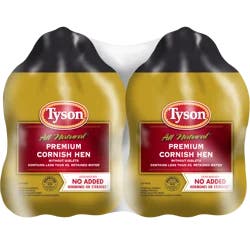 Tyson All Natural* Premium Cornish Hen (Twin Pack), 44 oz. (Frozen)