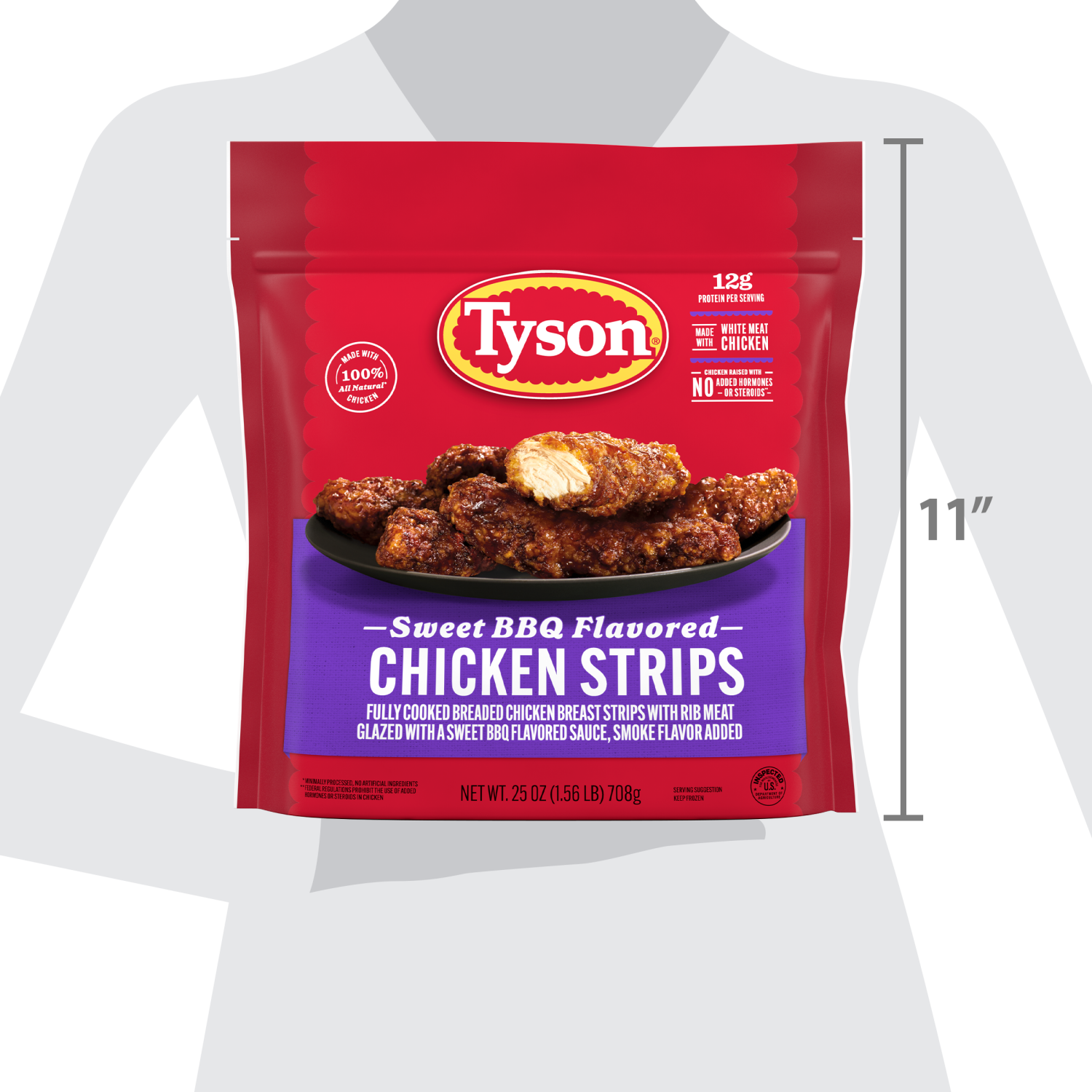 slide 3 of 8, Tyson Honey BBQ Chicken Strips, 25 oz (Frozen), 25 oz