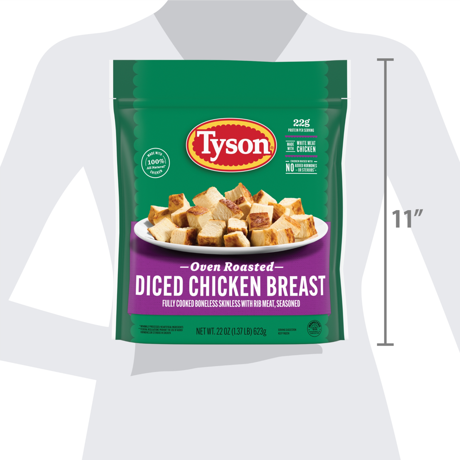 slide 3 of 8, Tyson Grilled & Ready Fully Cooked Oven Roasted Diced Chicken Breast, 22 oz. (Frozen), 22 oz