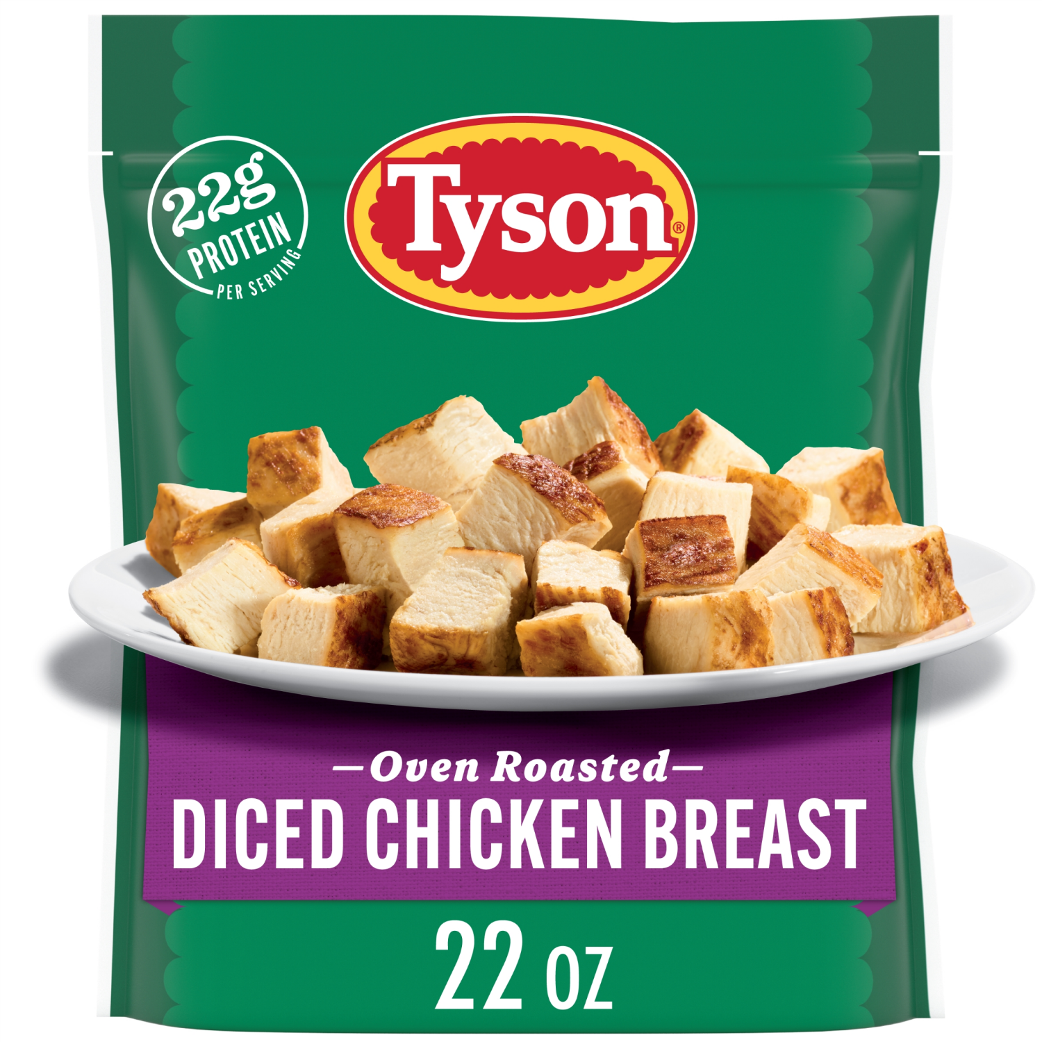 slide 1 of 8, Tyson Grilled & Ready Fully Cooked Oven Roasted Diced Chicken Breast, 22 oz. (Frozen), 22 oz