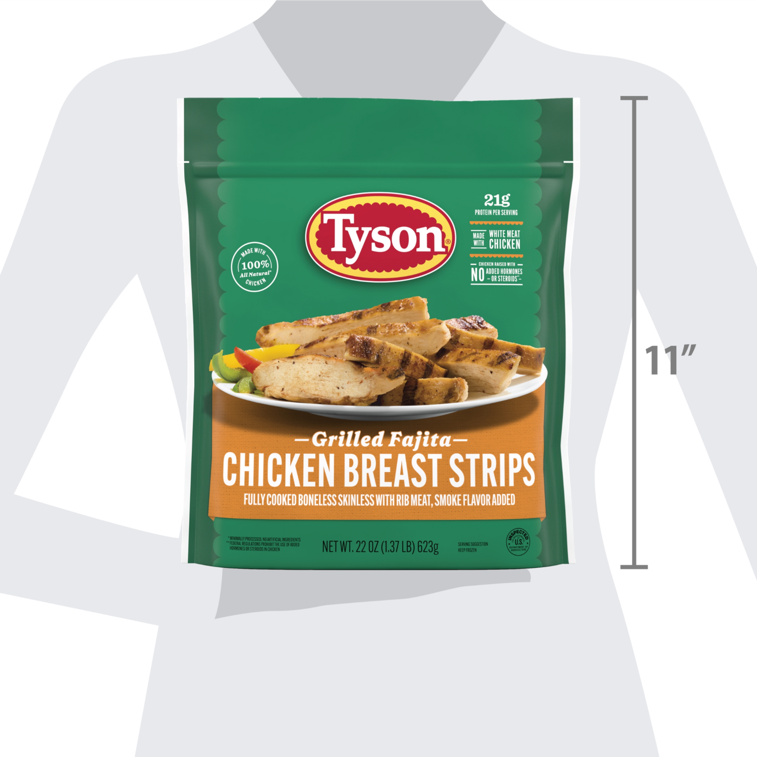 slide 3 of 8, Tyson Grilled & Ready Fully Cooked Fajita Frozen Chicken Strips, 22 oz