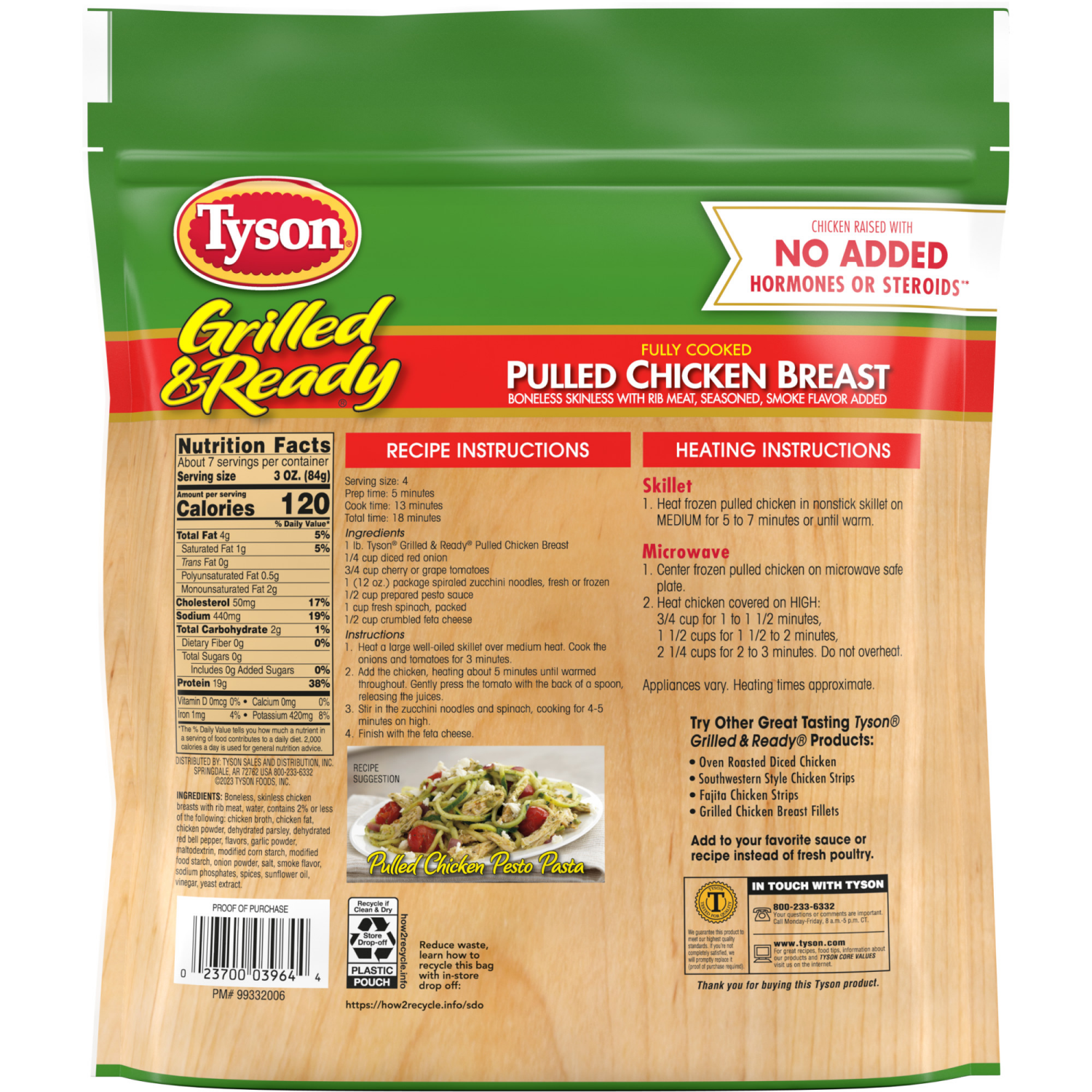slide 7 of 8, Tyson Grilled & Ready Fully Cooked Pulled Chicken Breast, 20 oz, 20 oz