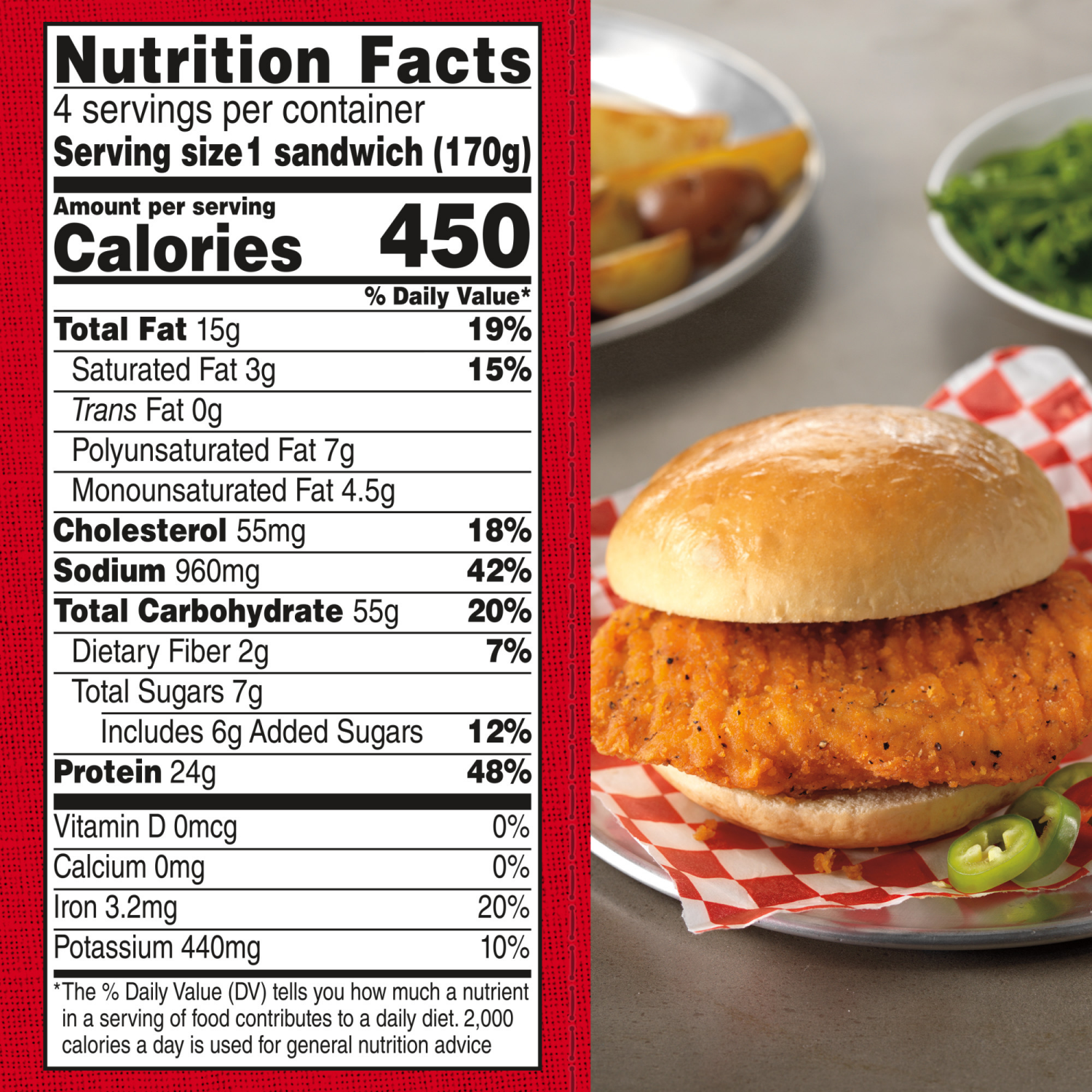 slide 5 of 8, Tyson Spicy Chicken Breast Sandwich, 24 oz, 4 ct Box, 4 ct