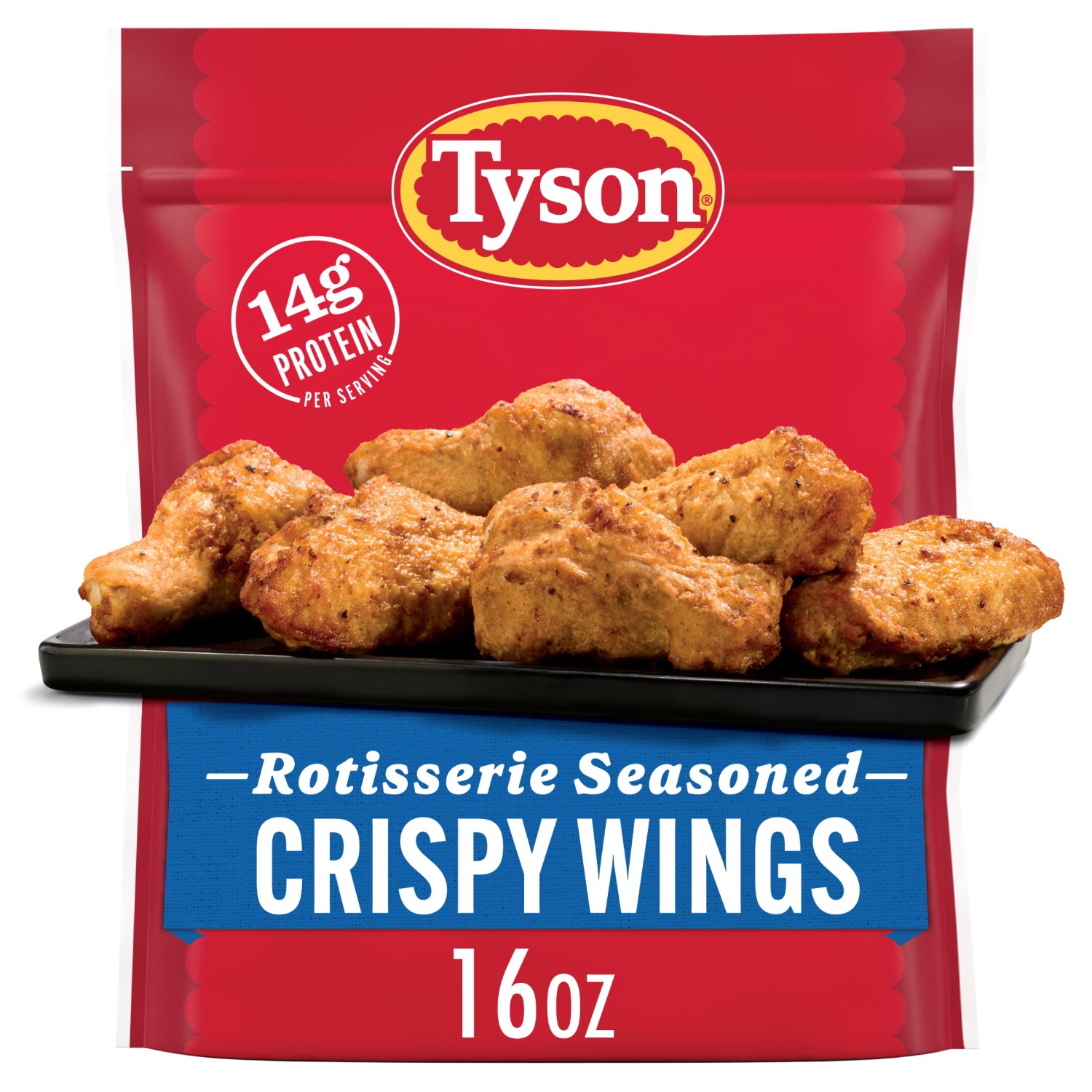 slide 1 of 8, Tyson Frozen Rotisserie Seasoned Crispy Wings, 16 oz, 16 oz