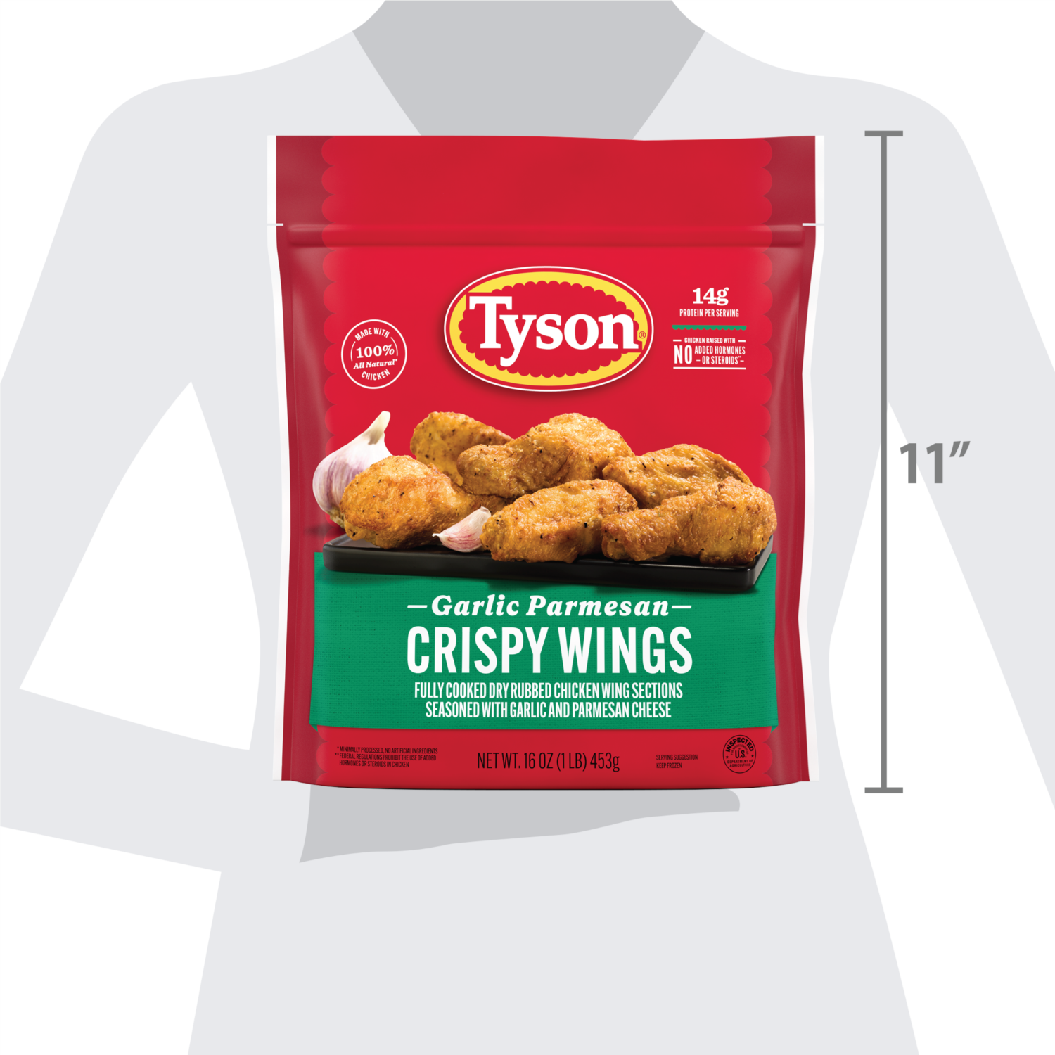 slide 3 of 8, Tyson Frozen Garlic Parmesan Crispy Wings, 16 oz, 16 oz