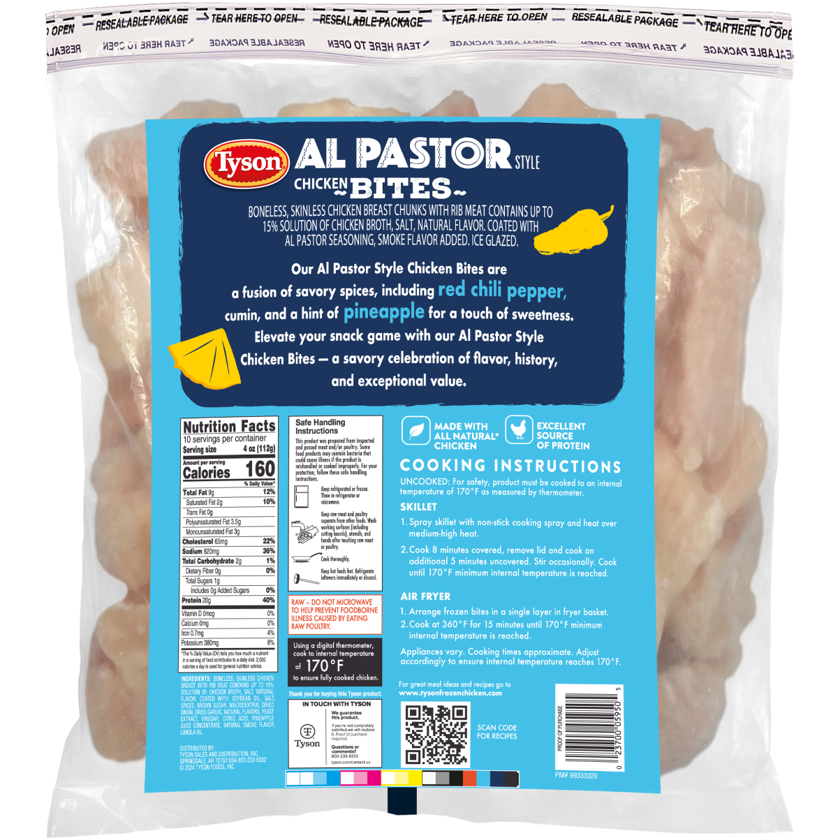 slide 2 of 2, Tyson Uncooked Al Pastor Style Ice Glazed Chicken Chunks, 40 oz