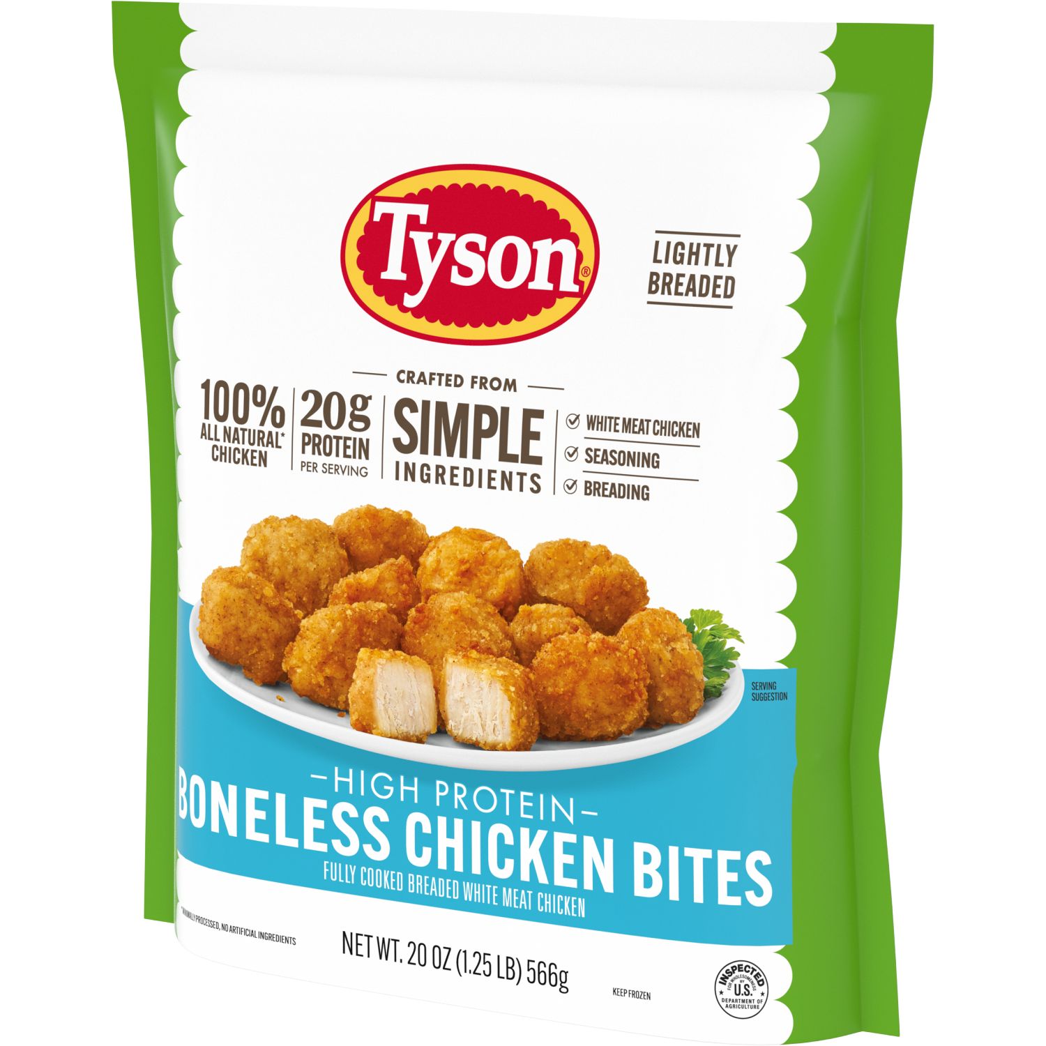 slide 3 of 8, Tyson Frozen Lightly Breaded Boneless Chicken Bites, 20 oz, 20 oz