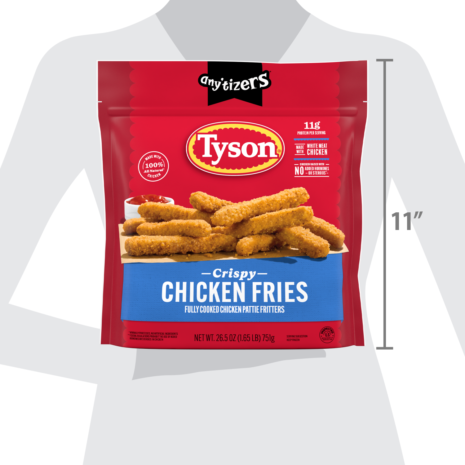 slide 3 of 8, Tyson Any'tizers Frozen Crispy Chicken Fries, 26.5 oz Bag, 26.5 oz