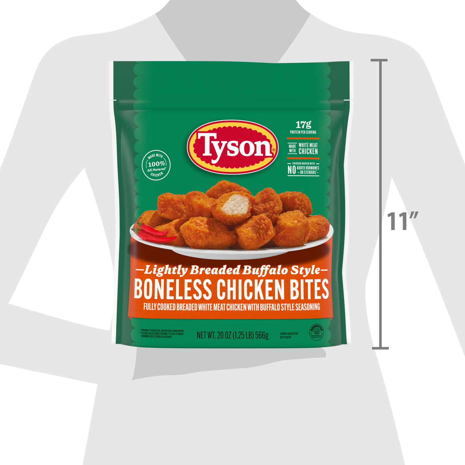 slide 3 of 8, Tyson Frozen Lightly Breaded Buffalo Style Boneless Chicken Bites, 20 oz, 20 oz