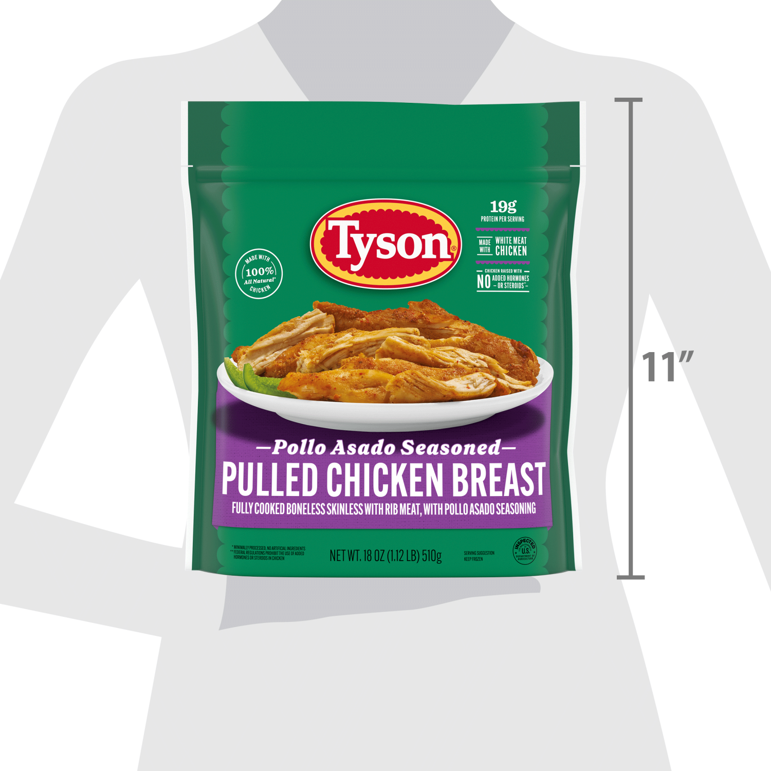 slide 3 of 8, Tyson Frozen Pollo Asado Seasoned Pulled Chicken Breast, 18 oz, 18 oz