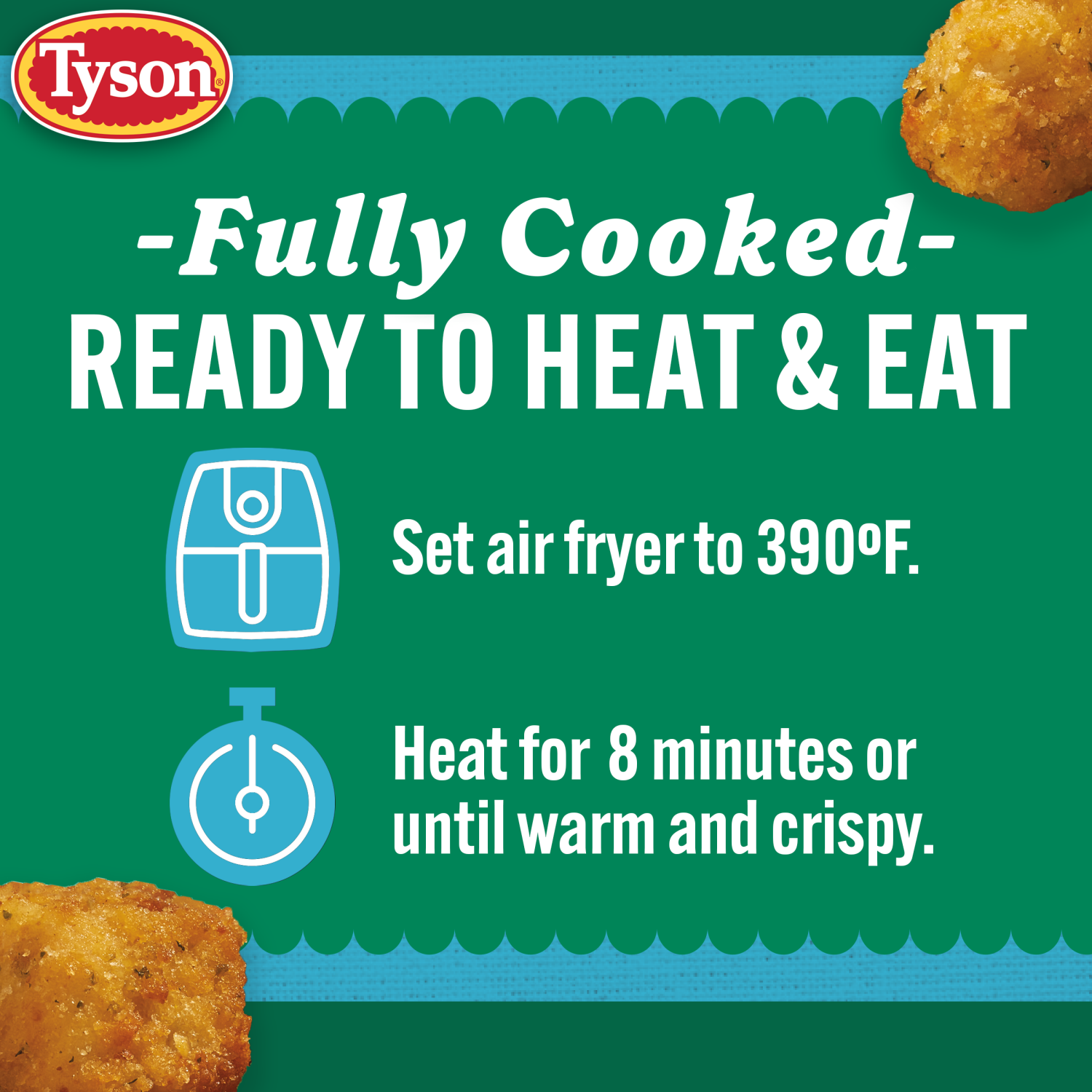 slide 3 of 7, Tyson Lightly Breaded Garlic Parmesan Boneless Chicken Bites, Fully Cooked, 20 oz