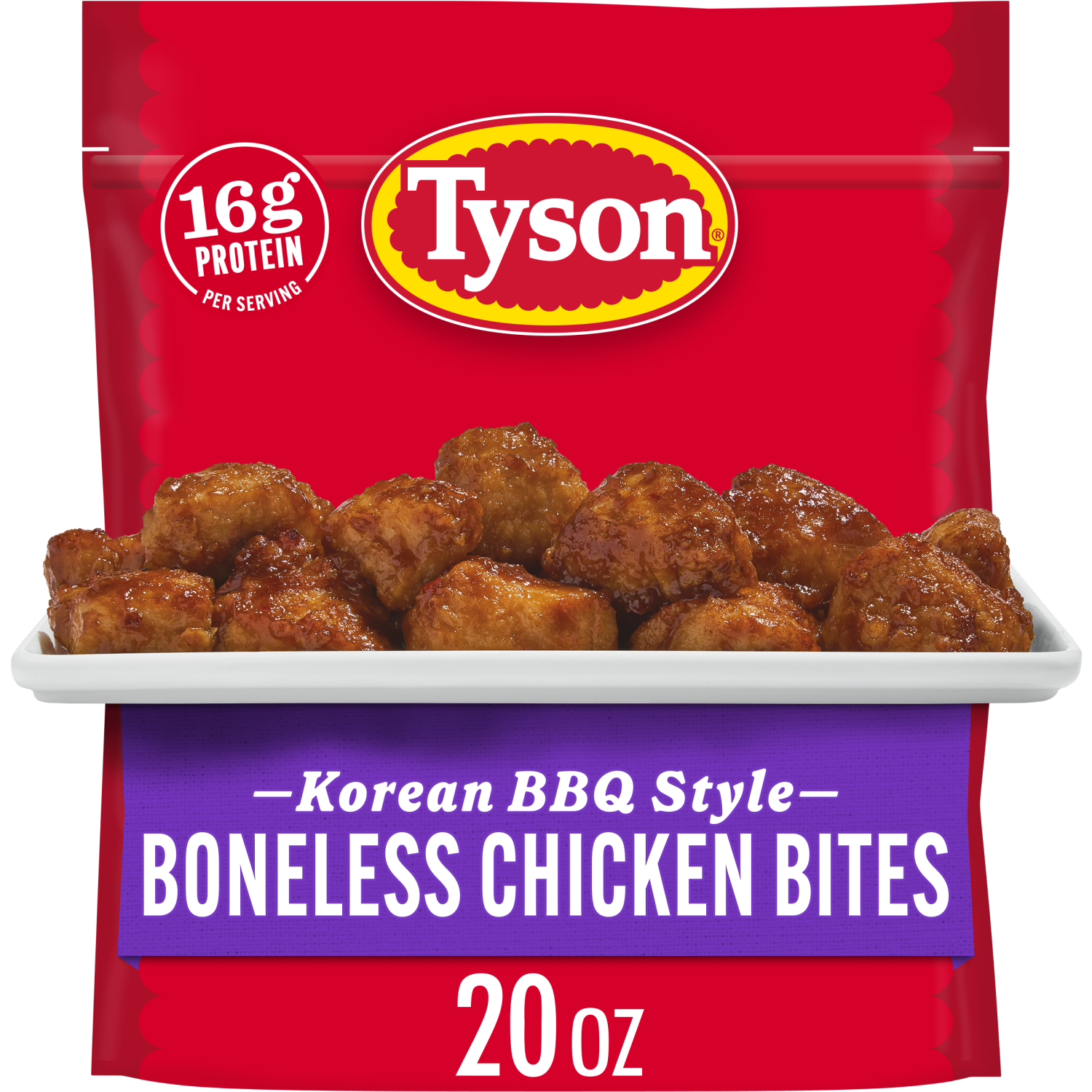 slide 1 of 7, Tyson Korean BBQ Style Boneless Chicken Bites, Fully Cooked, 20 oz