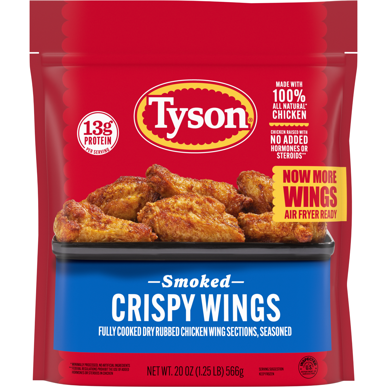slide 1 of 8, Tyson Smoked Crispy Wings, Fully Cooked, 20 oz