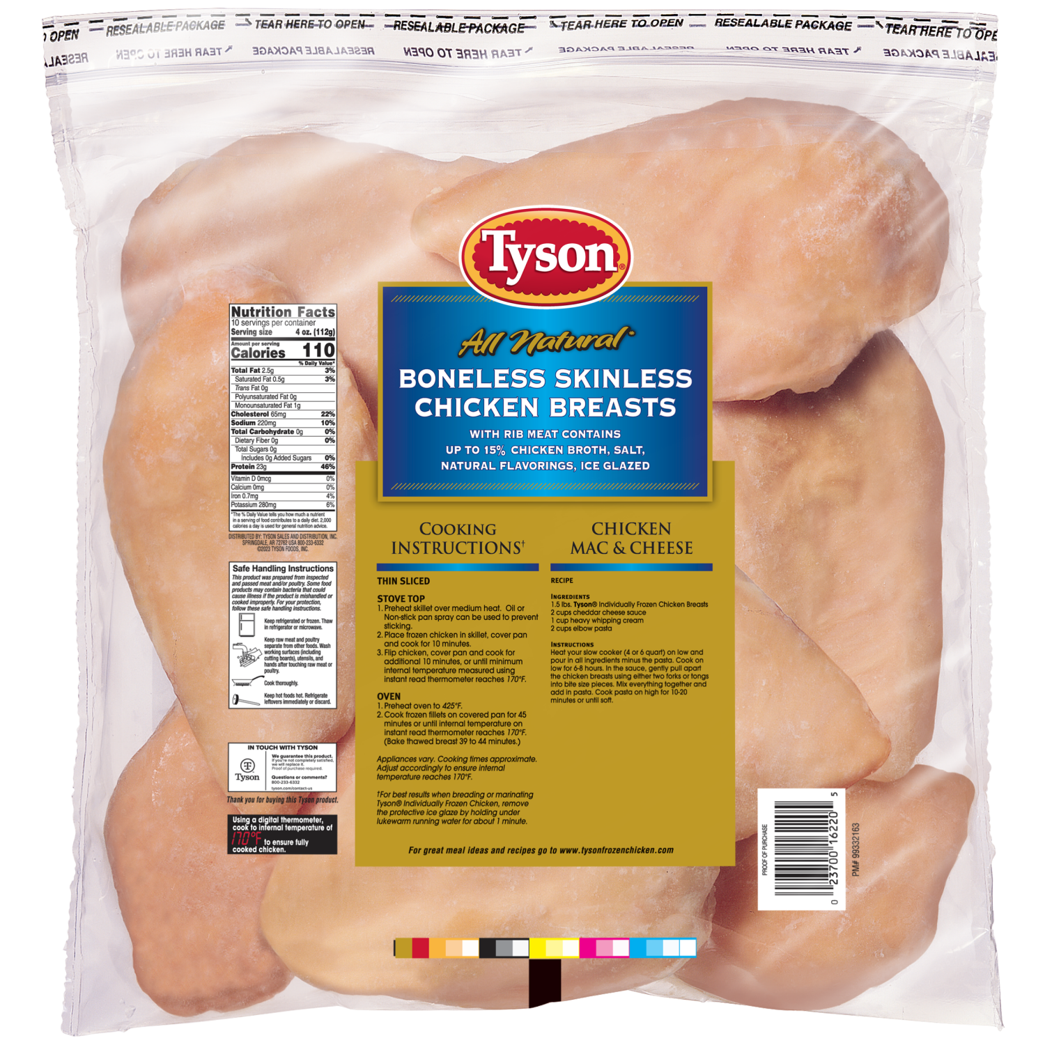 slide 4 of 6, Tyson Boneless Skinless Chicken Breasts, 2.5 lb. (Frozen), 40 oz