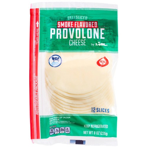 slide 1 of 1, deli sliced smoked provolone cheese, 8 oz