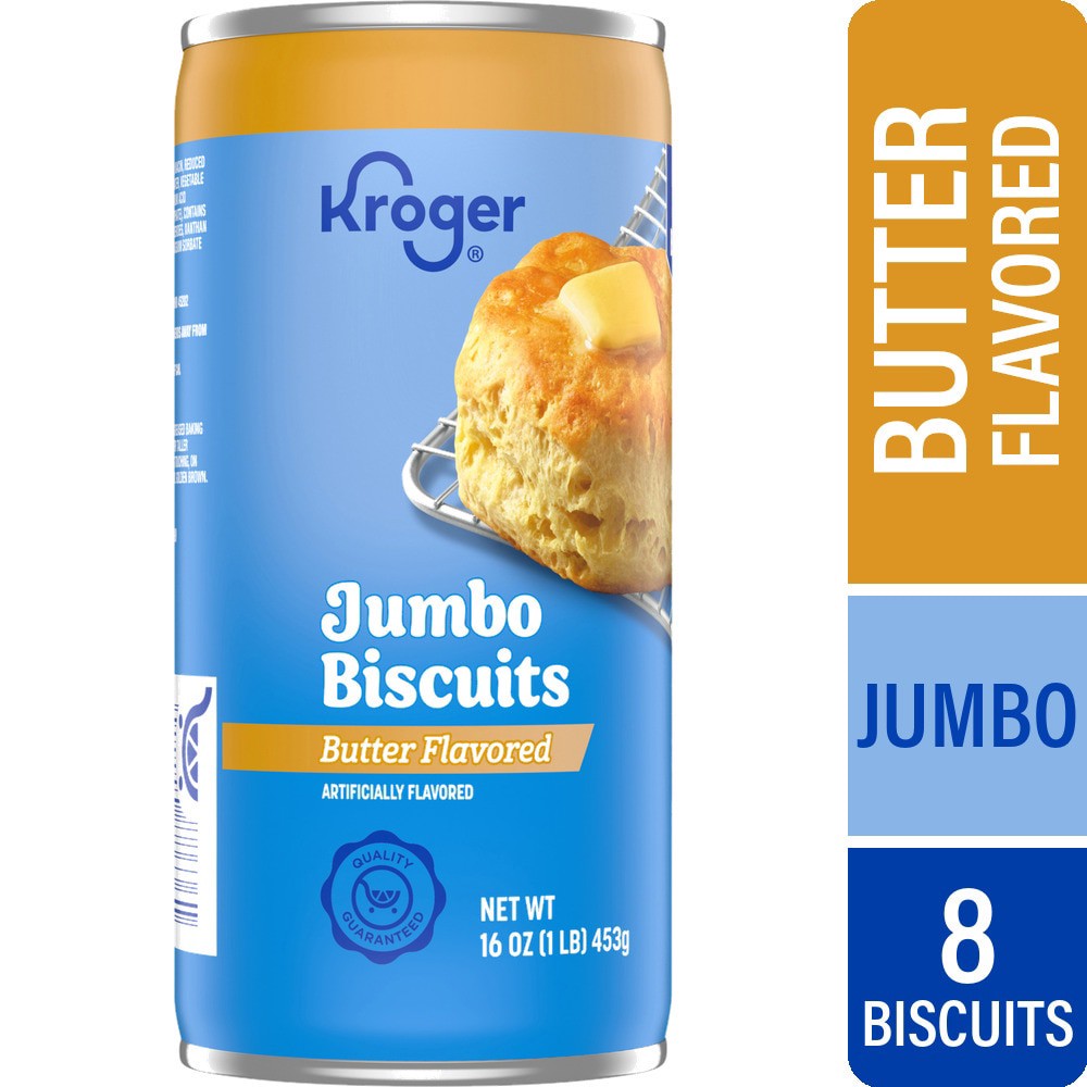slide 1 of 3, Kroger Butter Flavored Ready-To-Bake Jumbo Biscuits, 8 ct 16 oz