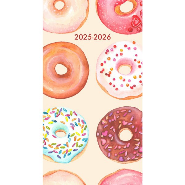 slide 1 of 1, 2025-2026 Willow Creek Press 2-Year Monthly Checkbook Calendar, 6-1/2"" X 3-1/2"", Donut, January 2025 To December 2026, O46951, 1 ct