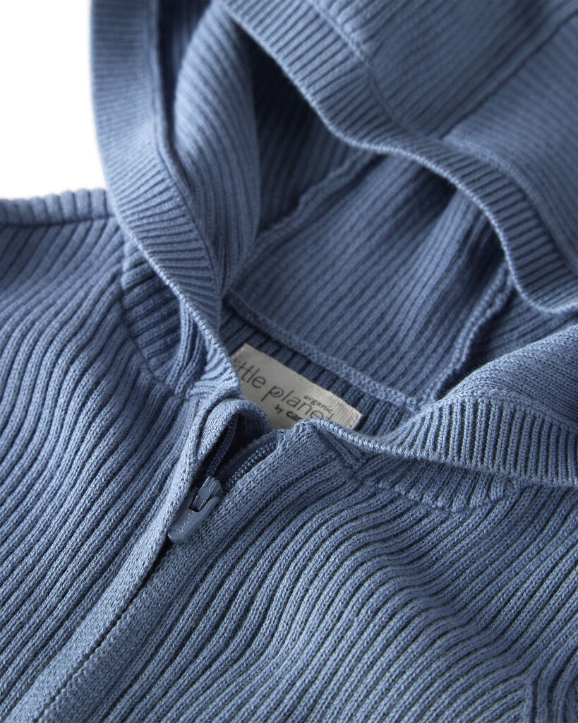 slide 2 of 3, Littleplanet Baby Organic Cotton Ribbed Sweater Knit Jumpsuit Wells Blue NB, 1 ct