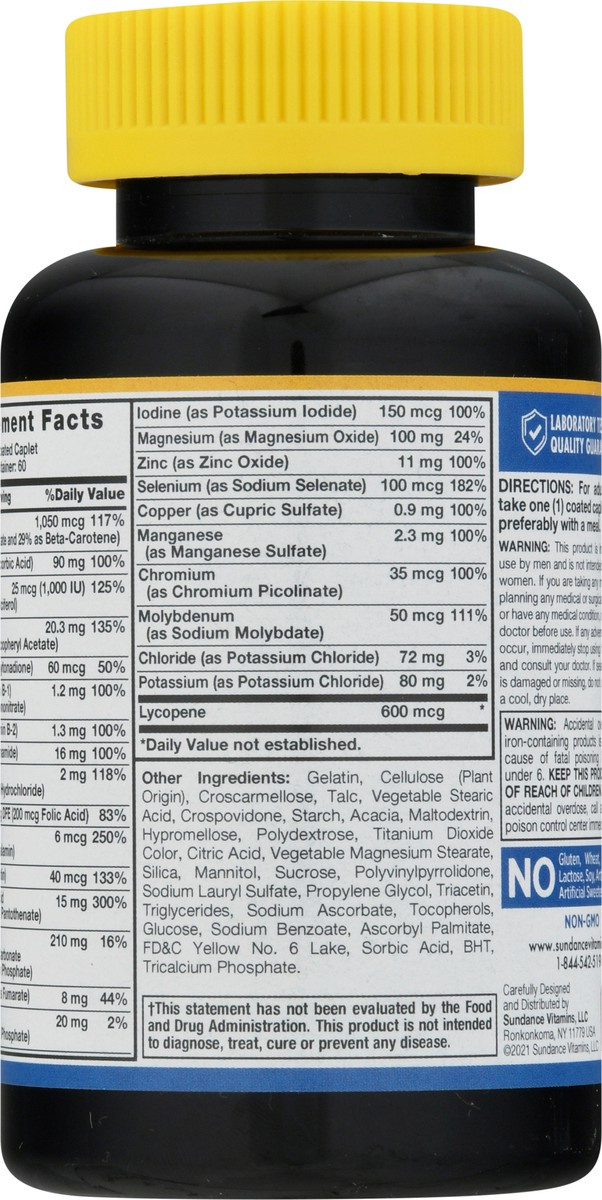 slide 3 of 9, Sundance Vitamins Men's Multivitamin & Mineral Formula ABC Complete Vitamins Caplets 60 ea, 60 ct
