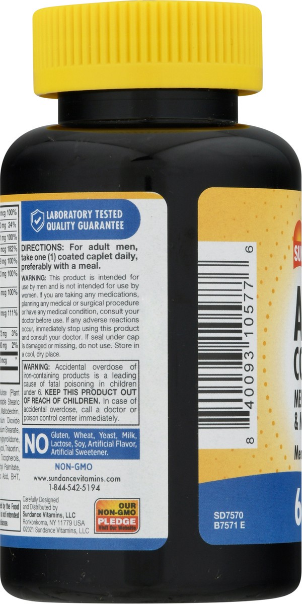 slide 9 of 9, Sundance Vitamins Men's Multivitamin & Mineral Formula ABC Complete Vitamins Caplets 60 ea, 60 ct