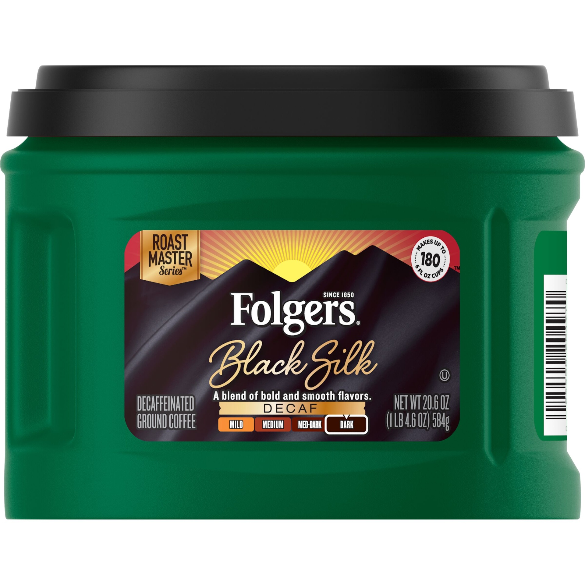 slide 2 of 3, Folgers Black Silk Decaf Ground Coffee, 20.6 oz