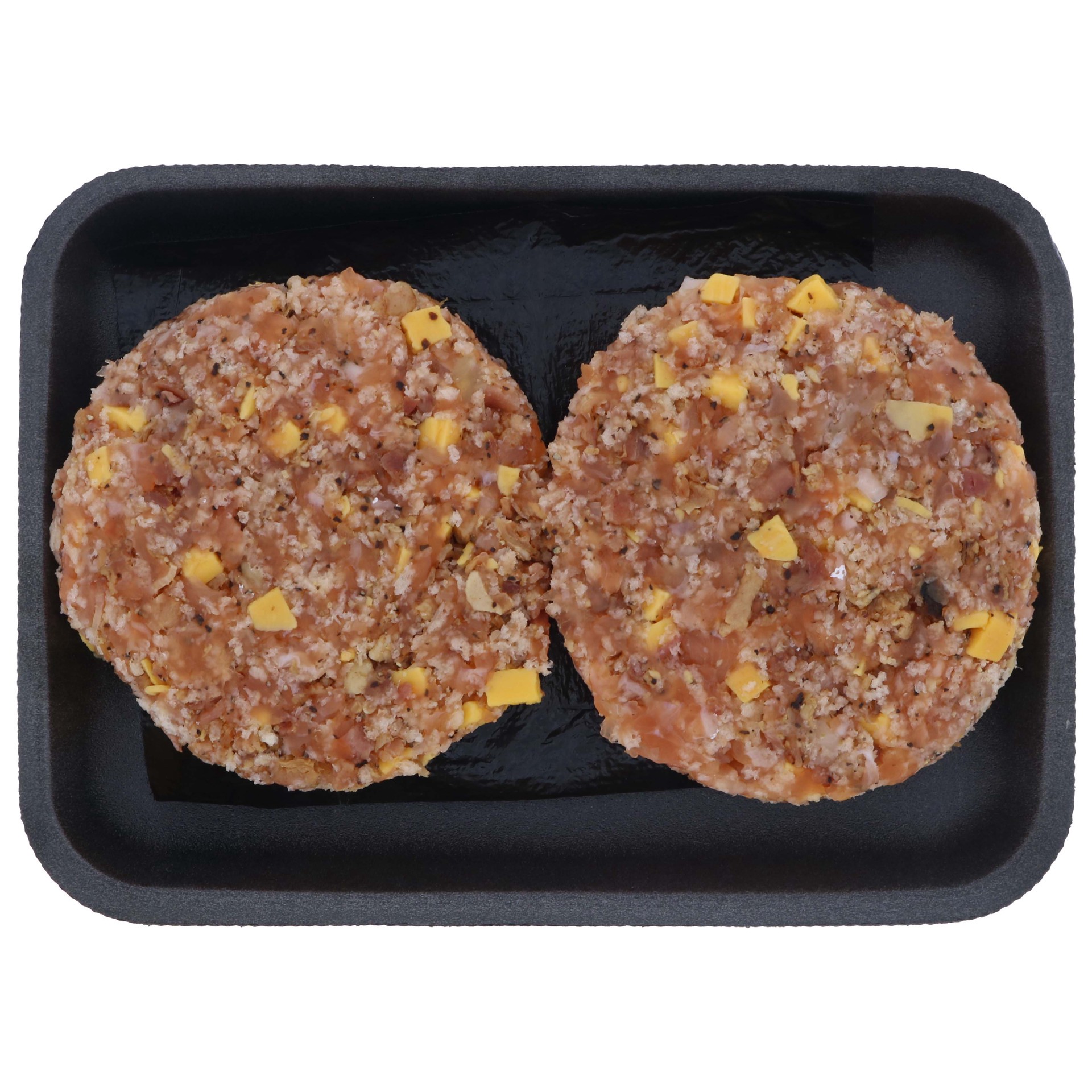 slide 1 of 1, H-E-B Fish Market Salmon Burger Patties - Bacon Cheddar, 2 ct