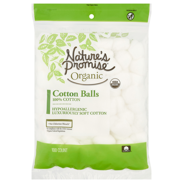 slide 1 of 1, Nature's Promise Organic Cotton Balls, 100 ct