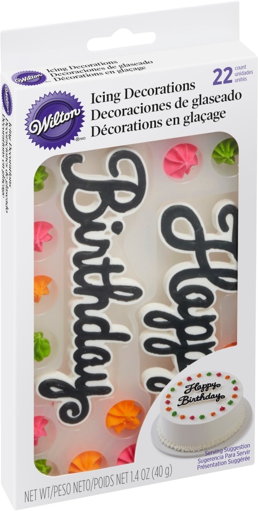 slide 1 of 1, Wilton Happy Birthday Royal Icing Decor, 22 ct