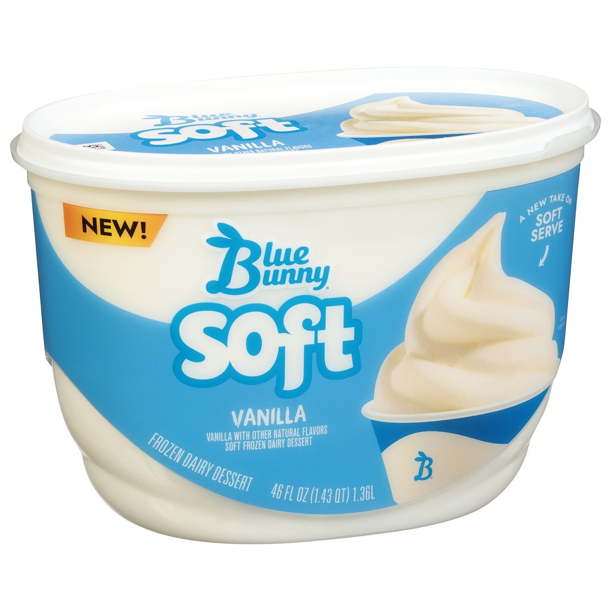 slide 3 of 9, Blue Bunny Soft Vanilla Flavored Frozen Dairy Dessert, 46 fl oz, 46 fl oz