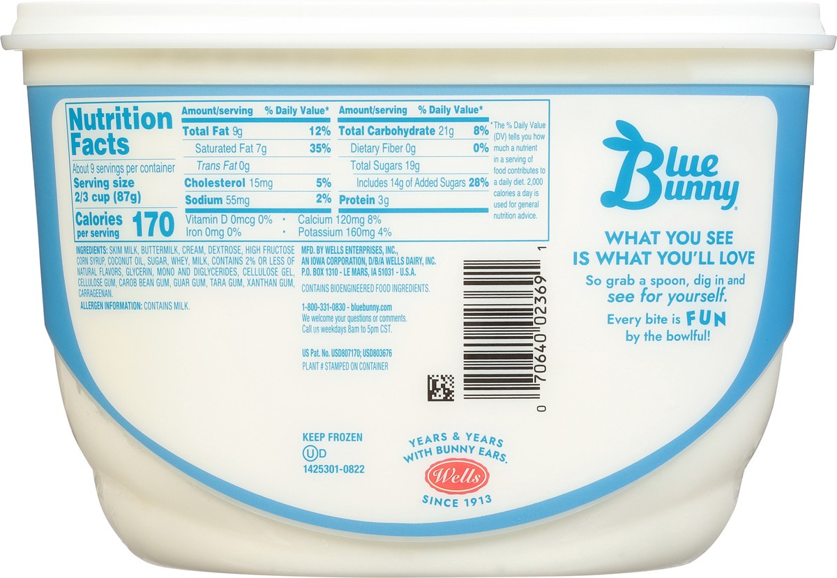 slide 7 of 9, Blue Bunny Soft Vanilla Flavored Frozen Dairy Dessert, 46 fl oz, 46 fl oz