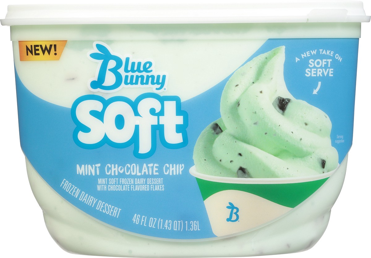 slide 3 of 9, Blue Bunny Soft Mint Chocolate Chip Frozen Dairy Dessert, 46 fl oz, 46 fl oz