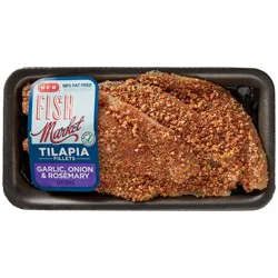H-E-B Fish Market Fish Market Seasoned Tilapia Fillets - Garlic Onion & Rosemary