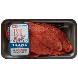 H-E-B Fish Market Seasoned Tilapia Fillets - Blackened Flavored