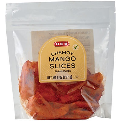 slide 1 of 1, H-E-B Chamoy Dried Mango Slices, 8 oz