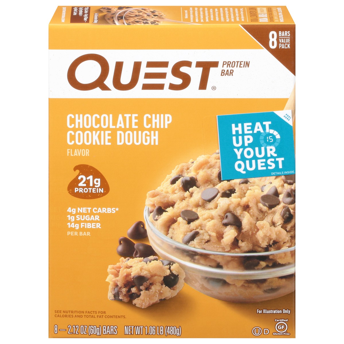 slide 1 of 9, Quest Protein Bar, Chocolate Chip Cookie Dough Flavor, Value Pack, 8 ct