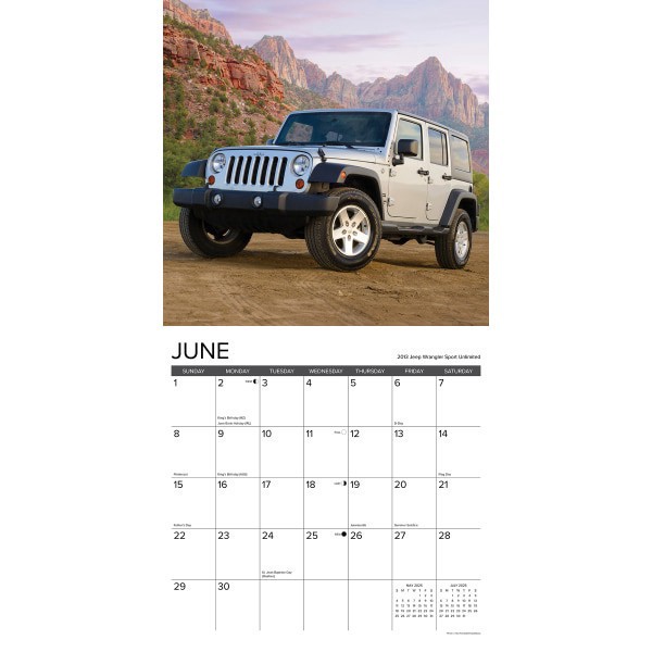 slide 3 of 5, 2025 Willow Creek Press Monthly Wall Calendar, 12"" X 12"", Jeep, January To December, O46456, 1 ct