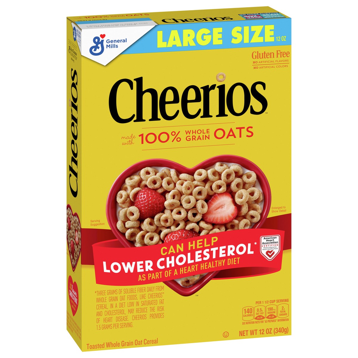 slide 3 of 9, Cheerios Cereal, Limited Edition Happy Heart Shapes, Heart Healthy Cereal With Whole Grain Oats, Large Size, 12 oz, 12 oz