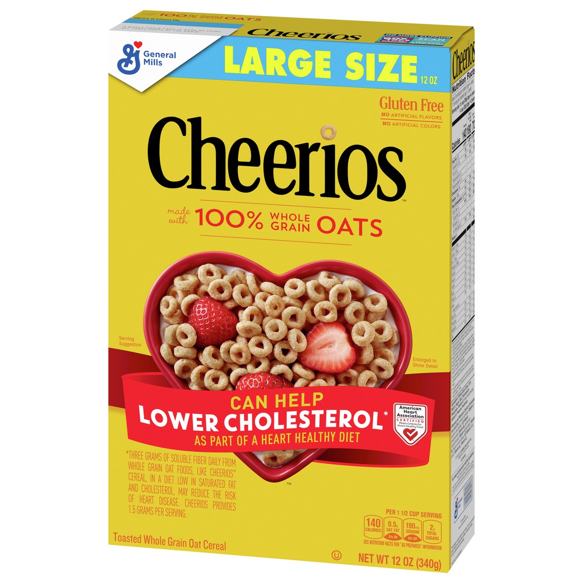 slide 5 of 9, Cheerios Cereal, Limited Edition Happy Heart Shapes, Heart Healthy Cereal With Whole Grain Oats, Large Size, 12 oz, 12 oz