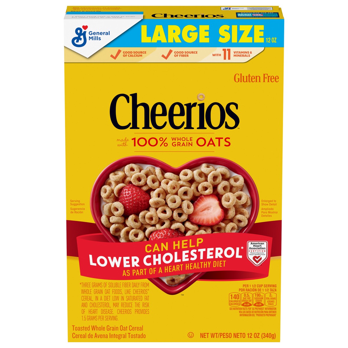 slide 1 of 9, Cheerios Cereal, Limited Edition Happy Heart Shapes, Heart Healthy Cereal With Whole Grain Oats, Large Size, 12 oz, 12 oz
