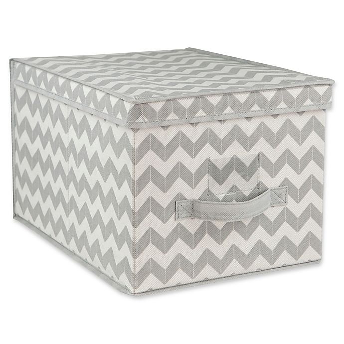 slide 1 of 2, Home Basics Chevron Large Storage Box with Lid - Grey, 1 ct