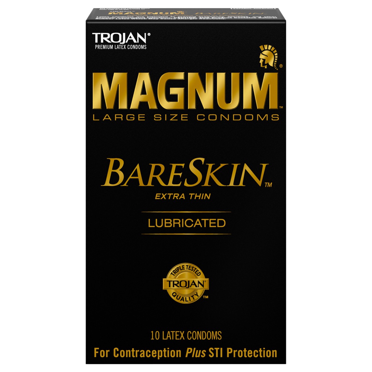 slide 1 of 4, Trojan Magnum Bareskin Large Size Condoms - 10 Count, 10 ct